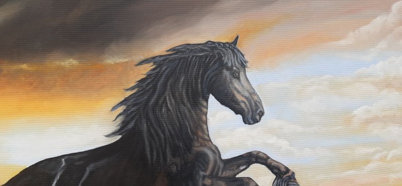 Konj u prirodi | Ulje na platnu | 100x70 cm, Painting Klipa Goran