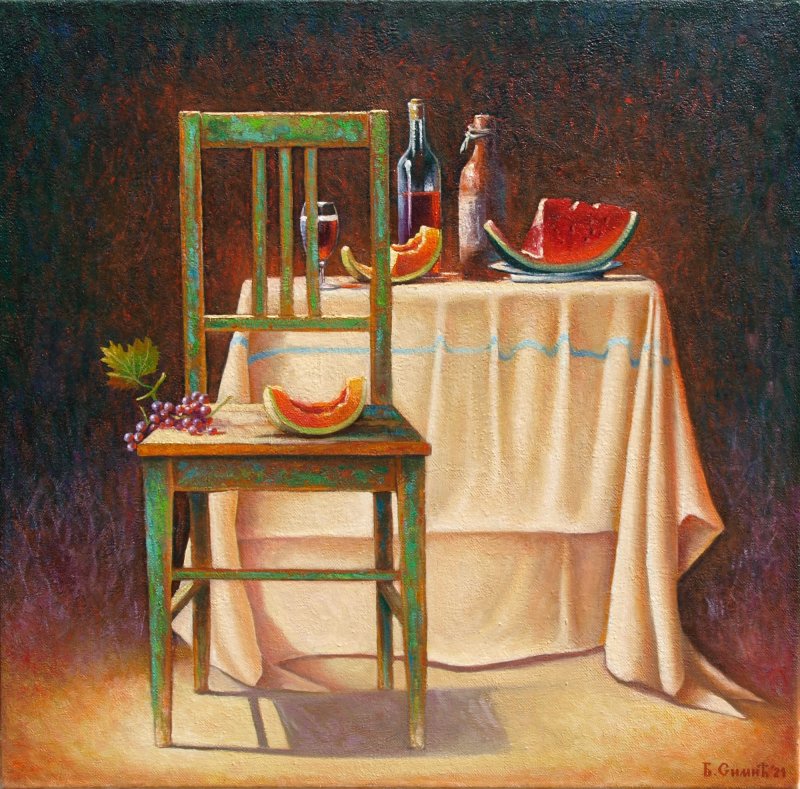 Fruit and wine, Painting Simic Branislav