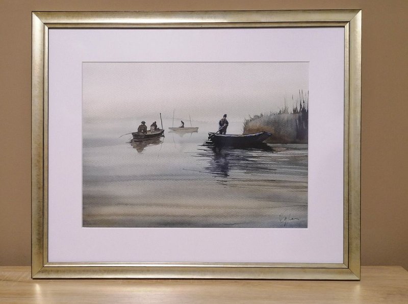 Morning on river, Painting Spasojevic Ognjen