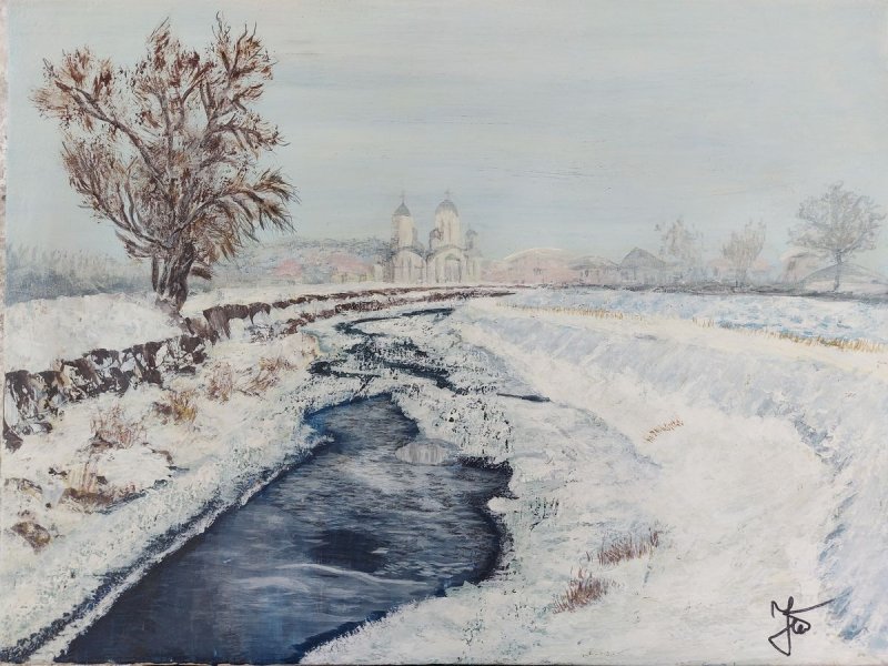 Bells Ringing in Winter Morning, Painting Jelena Tankosic