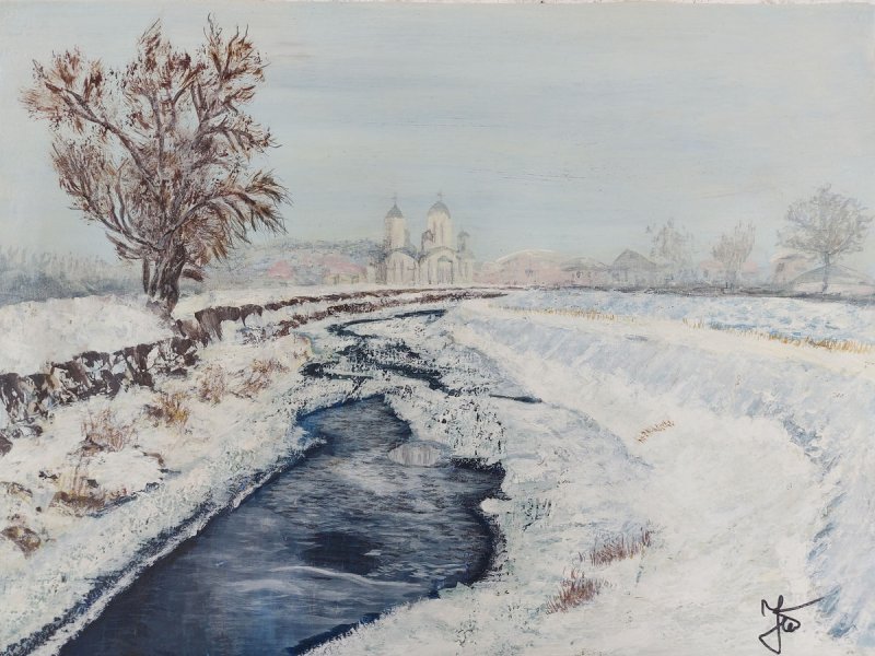 Bells Ringing in Winter Morning, Painting Jelena Tankosic