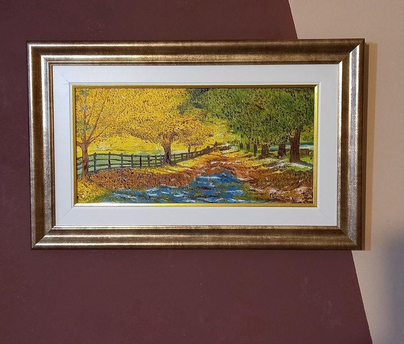 Golden leaves-green magic autumn dream, Painting Lazarevic Sinisa