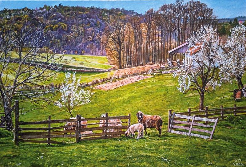Rural motif, Painting Milutinovic Bojan