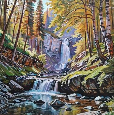 Waterfall, Painting Milutinovic Bojan