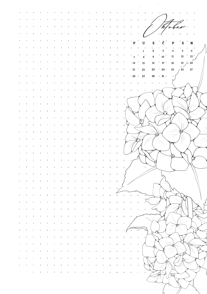 Illustrated planner 2024 black and white, Handicraft Milica Grba Mojsilović