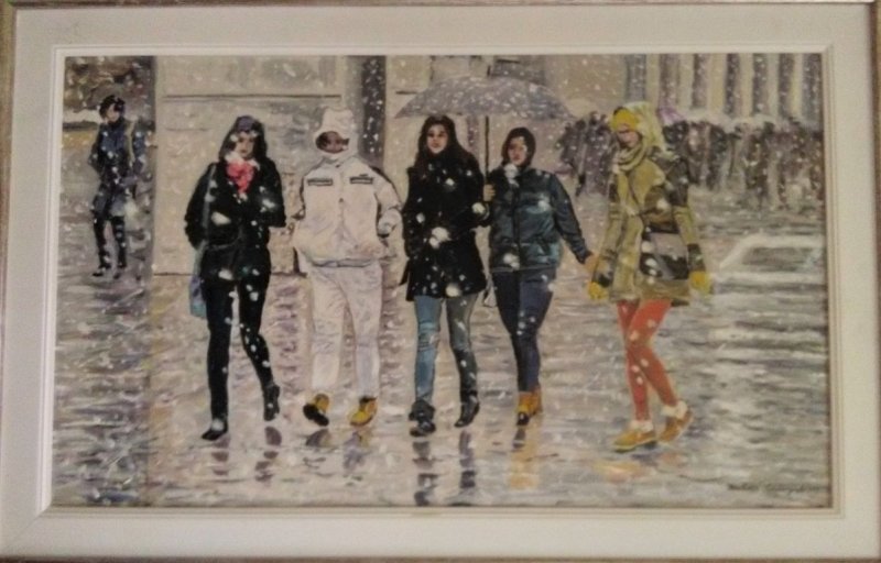 Early snow, Painting Ostojic Zivka