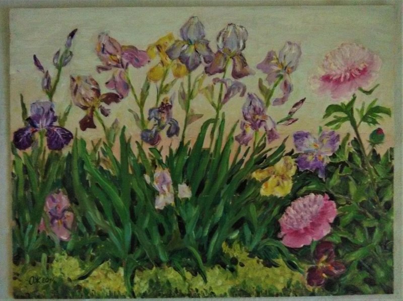 Irises and peonies, Painting Ostojic Zivka