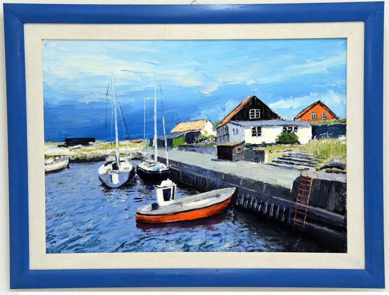 The fishing village on Borholm, Painting Kuzmanov Zoran