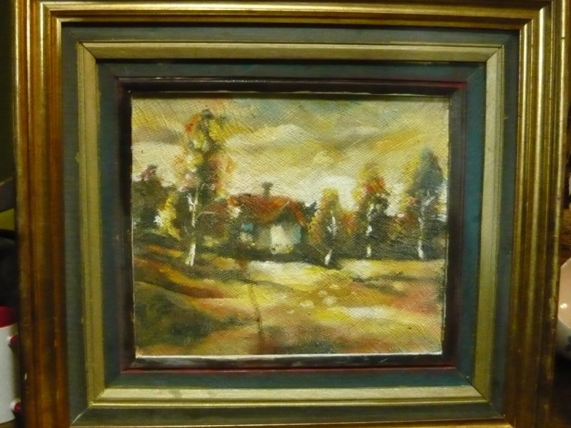Rural landscape, Painting Milutinovic Novica
