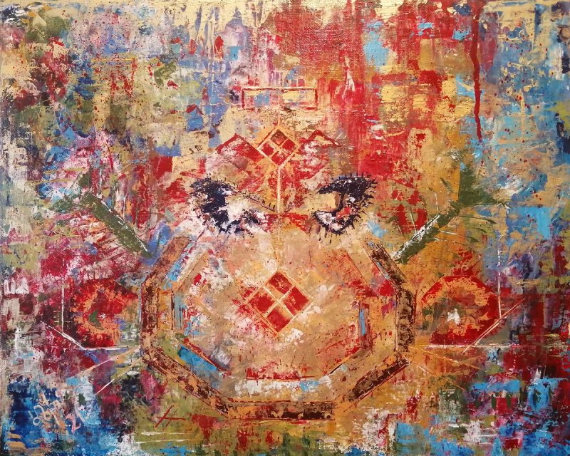 Kosovo`s needlework in abstraction - after the battle, Painting Kolačarić Dragana
