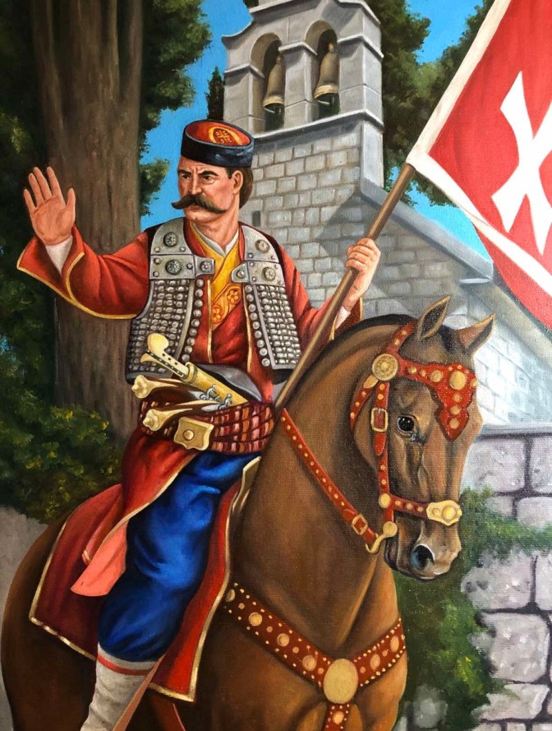 Warrior and Ortodox priest, Painting Barbek Bojan