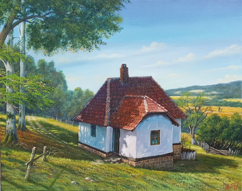 old house, Painting MILOVANOVIC PEDJA