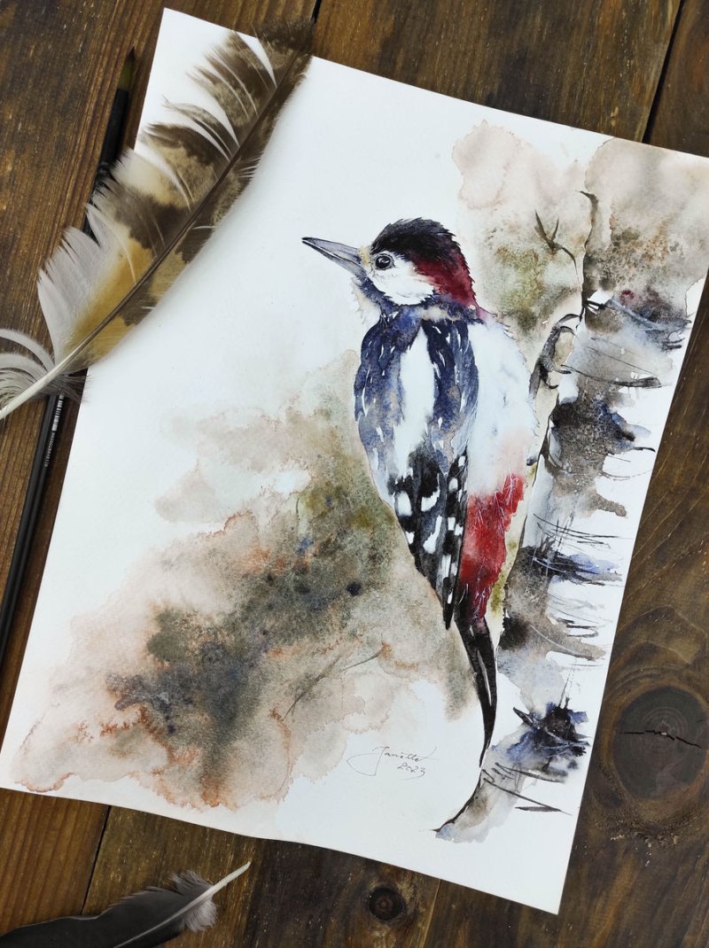 The Drummer (Woodpecker), Painting Godnič Bakoš Žanet
