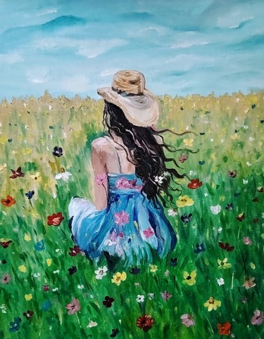 Girl in a field of flowers