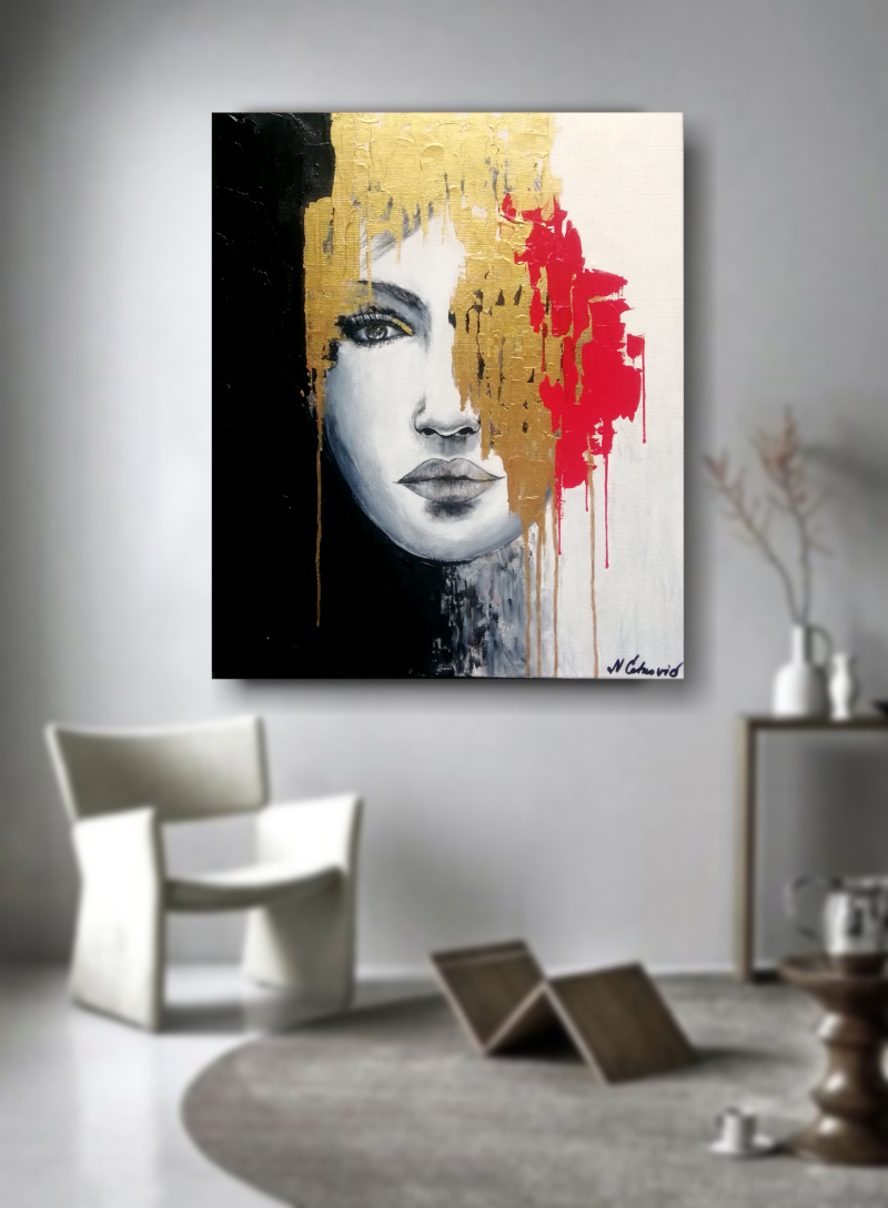 Black, gold, red, Painting Cetkovic Natalija