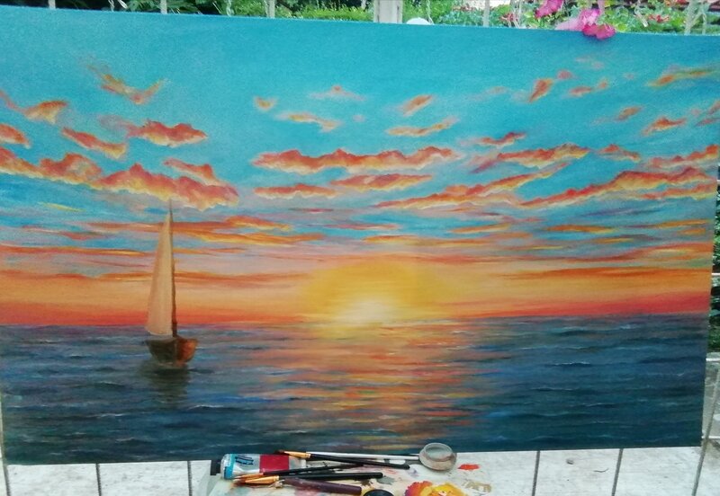 Orange sunset, Painting Cetkovic Natalija