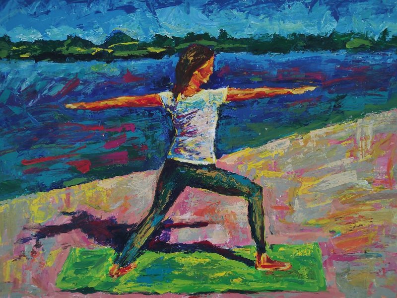 Yoga on the beach, Painting Midorovic Biljana