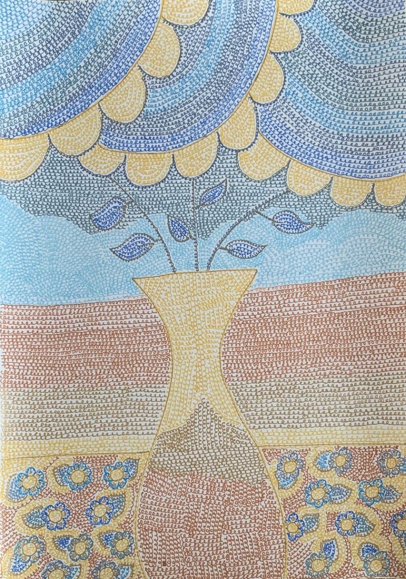 Blue flowers, Painting Djordjevic-Stanojevic Ljiljana