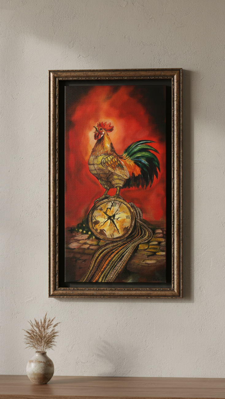When the rooster crows at dawn, Painting VOlgArt