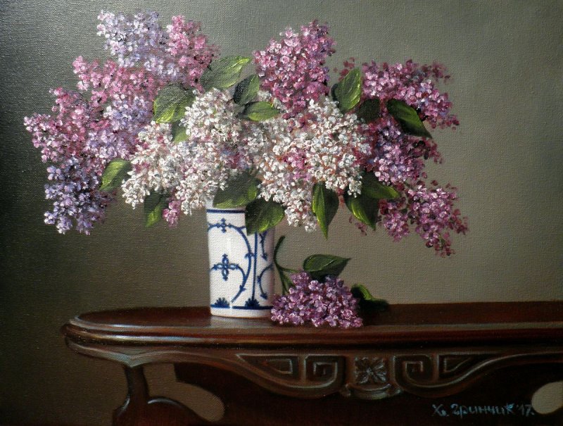 Bouquet of Lilacs Painting, Painting Drincic Hilda