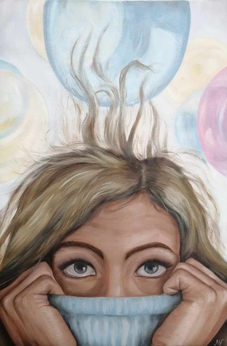 Girl and balloons, Painting Vucenic Aleksandra