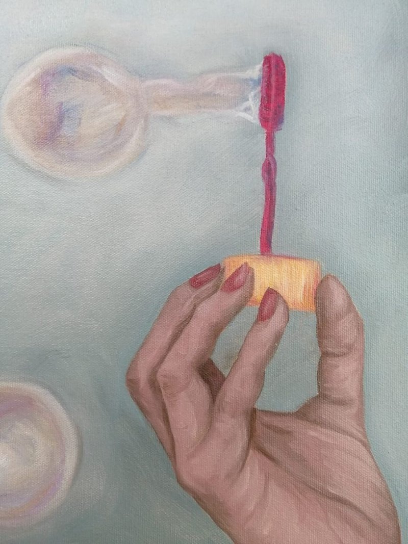 Girl and soap bubbles, Painting Vucenic Aleksandra