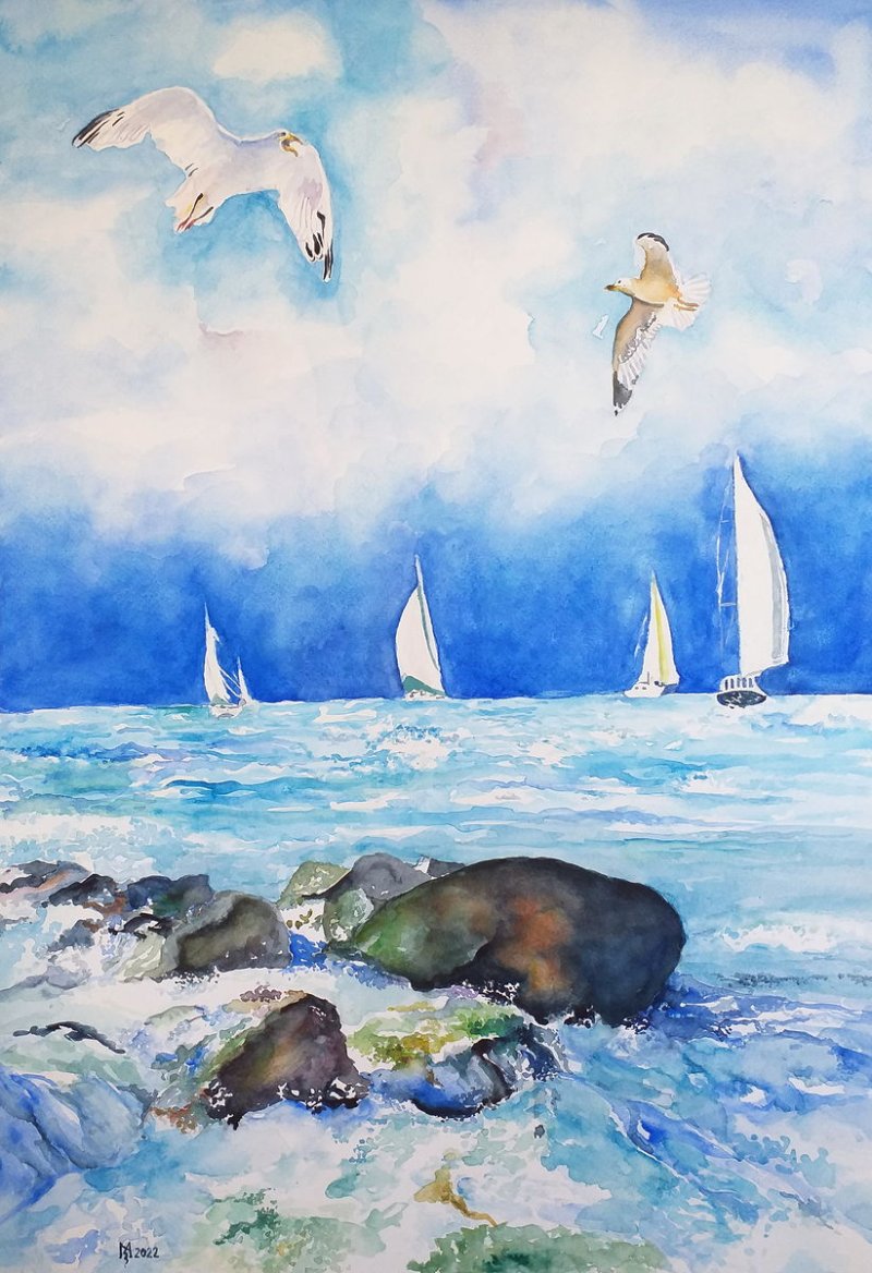 Two seagulls, Painting Mihajlovic Zoran