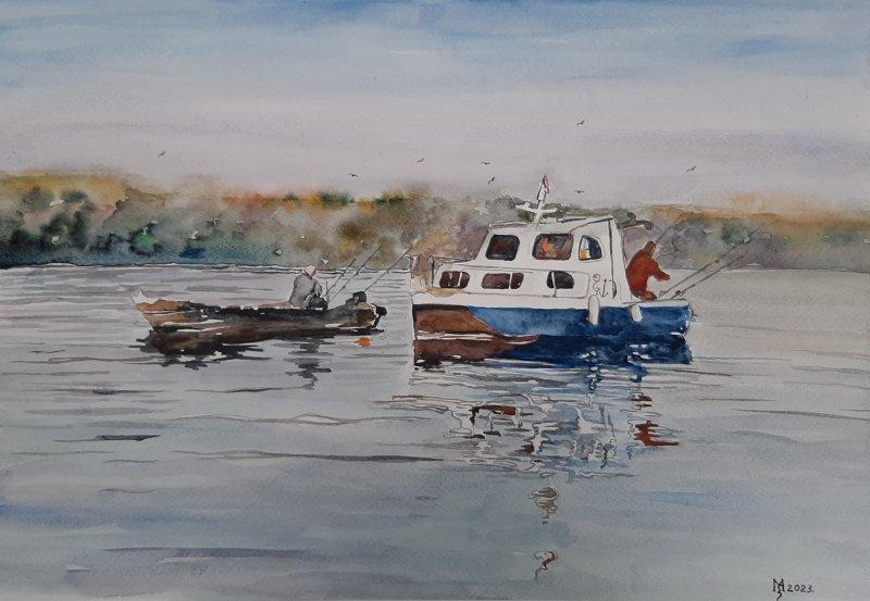 ENJOYMENT ON THE RIVER, Painting Mihajlovic Zoran