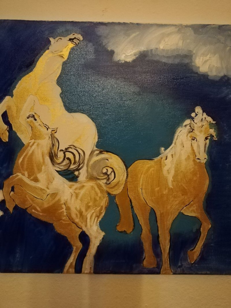 3 Golden horses, Painting Jevremovic Svetlana