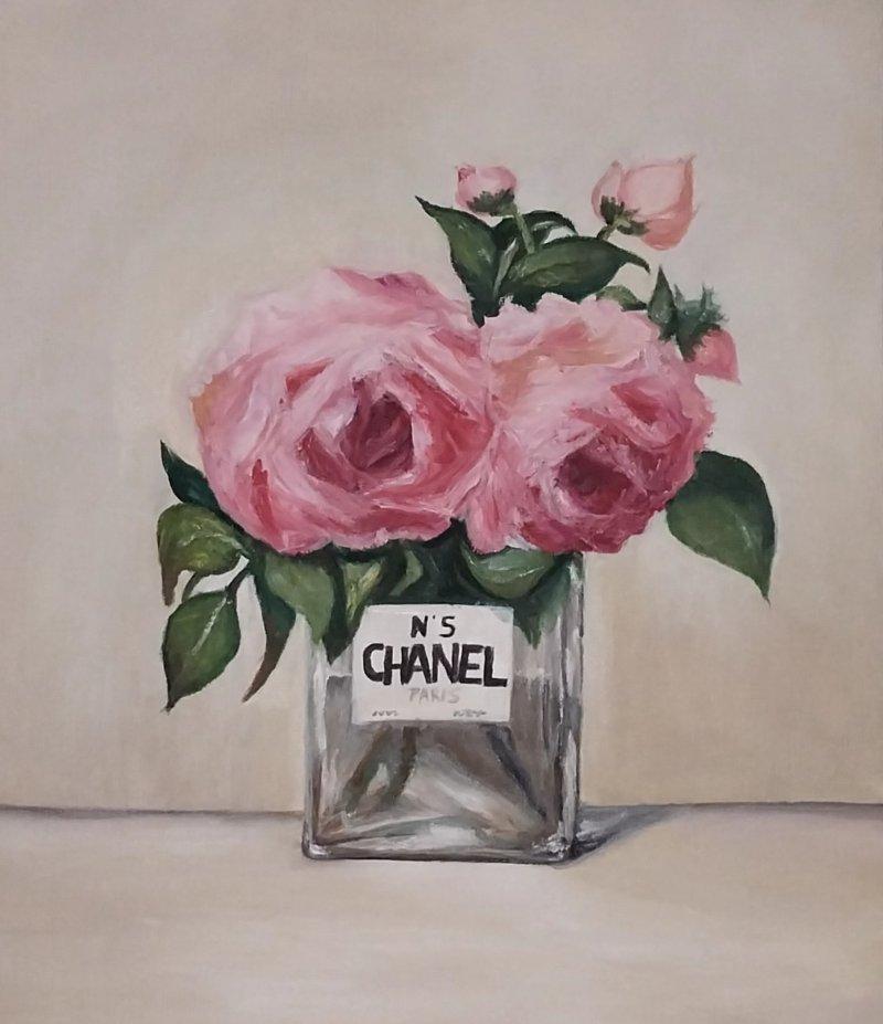 Roses in Chanel No 5, Painting Ninitaa m