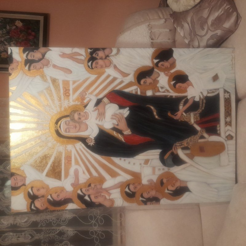 Venerable Mother of God with Jesus and angels