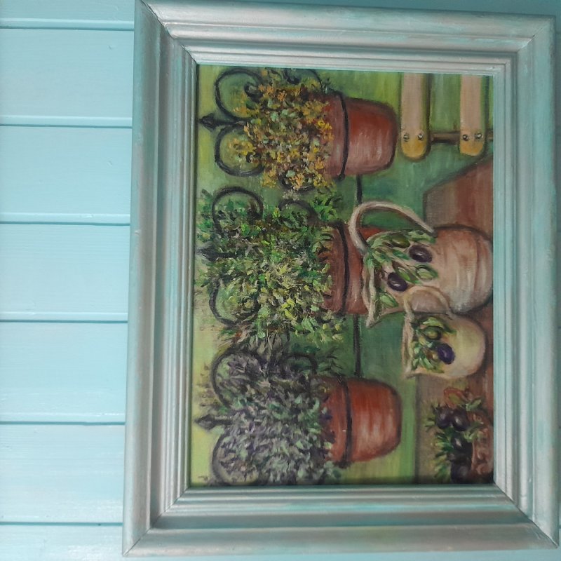 Flowers on terrace, Painting Gordana Todorović