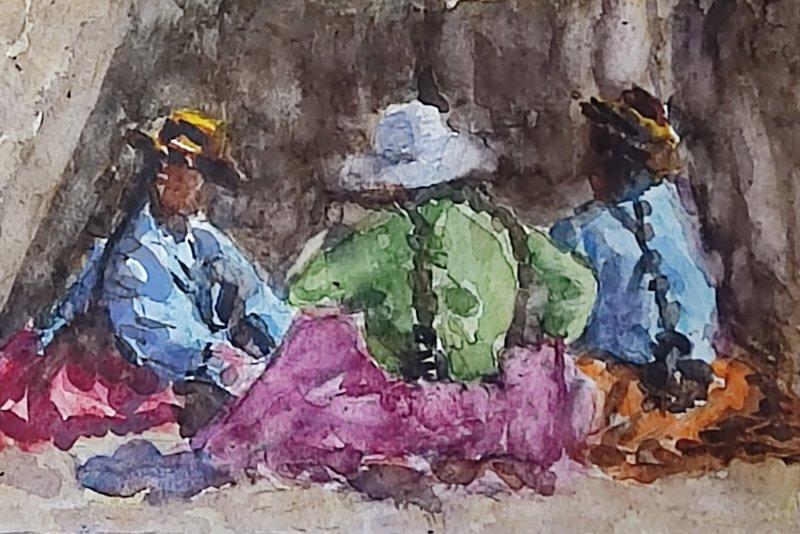 Andean women, Painting Nelson Chale Cuéllar