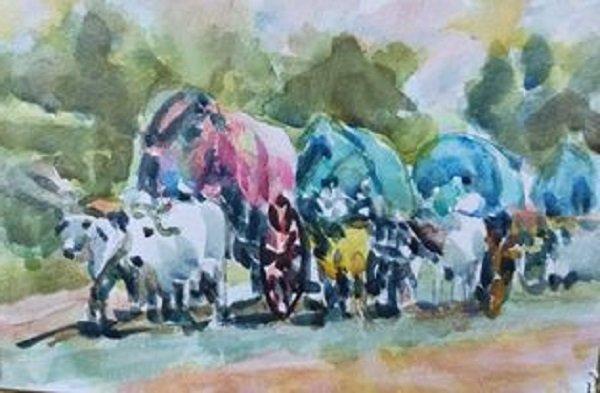 Gypsy caravan, Painting Nelson Chale Cuéllar