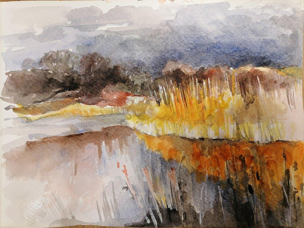 Autumn Detail From The River, Painting Marija Obradovic