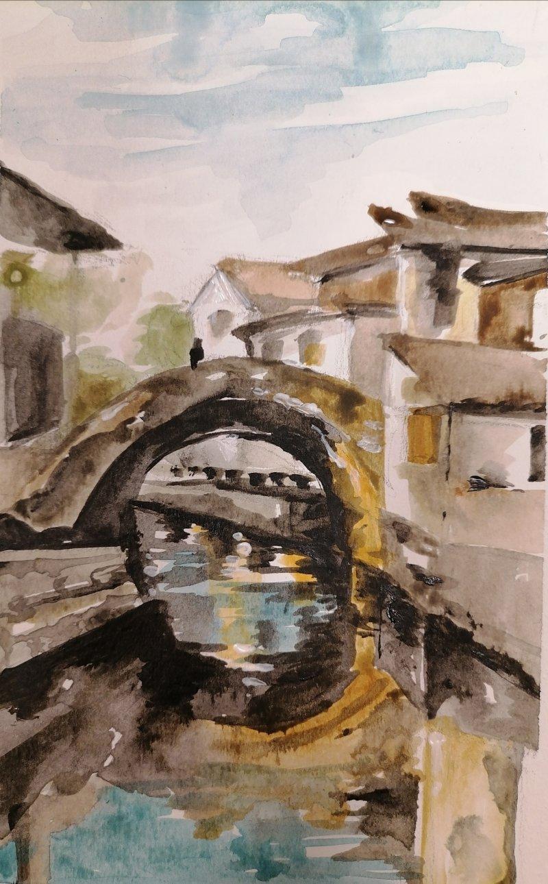 Landscape With A Bridge, Painting Marija Obradovic