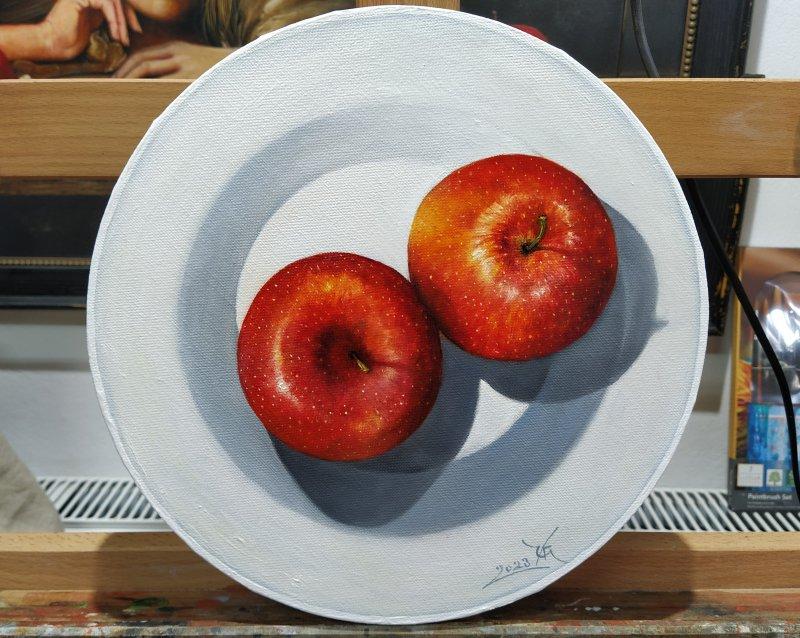Apples in a plate, Painting MILAN KOLBAS
