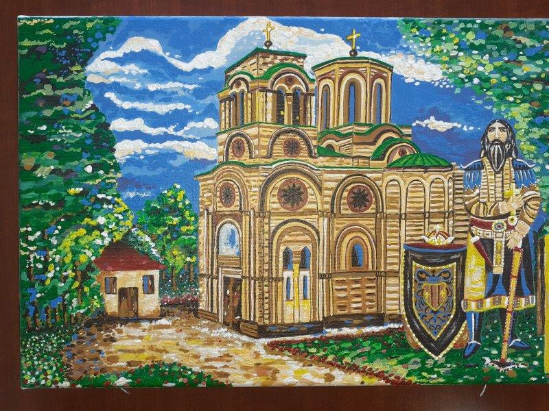 Prince Lazar and Church Lazarica, Painting Lidija Cvetkovic Jancic