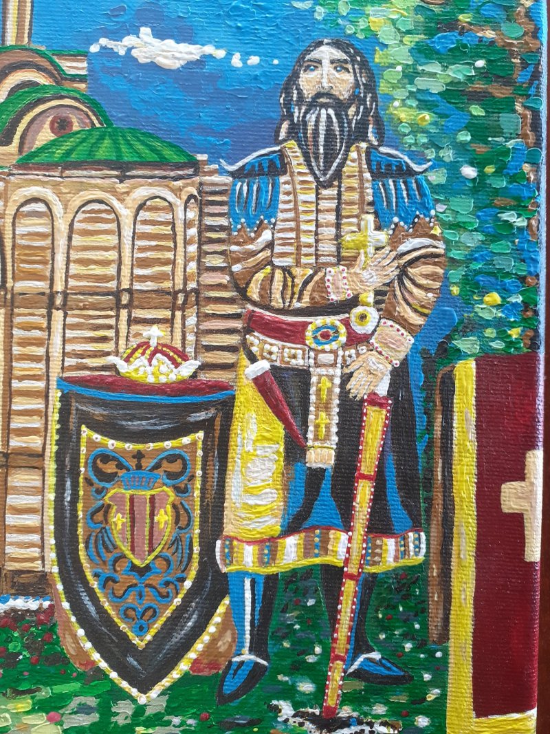 Prince Lazar and Church Lazarica, Painting Lidija Cvetkovic Jancic
