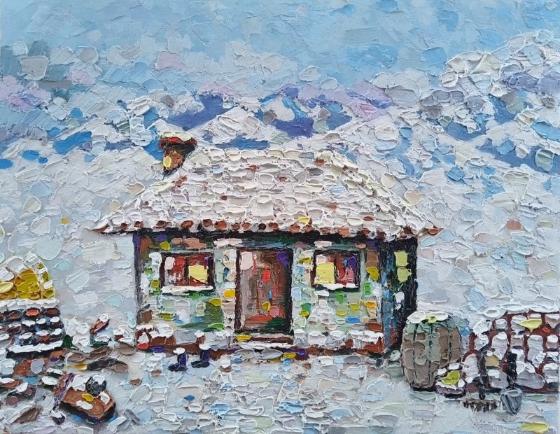 The winter on mountain, Painting Lidija Cvetkovic Jancic