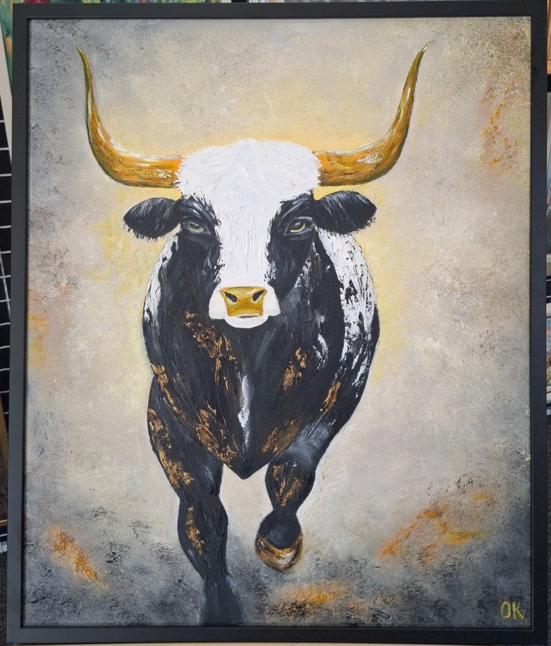 Young bull, Painting Olivera Krstovic
