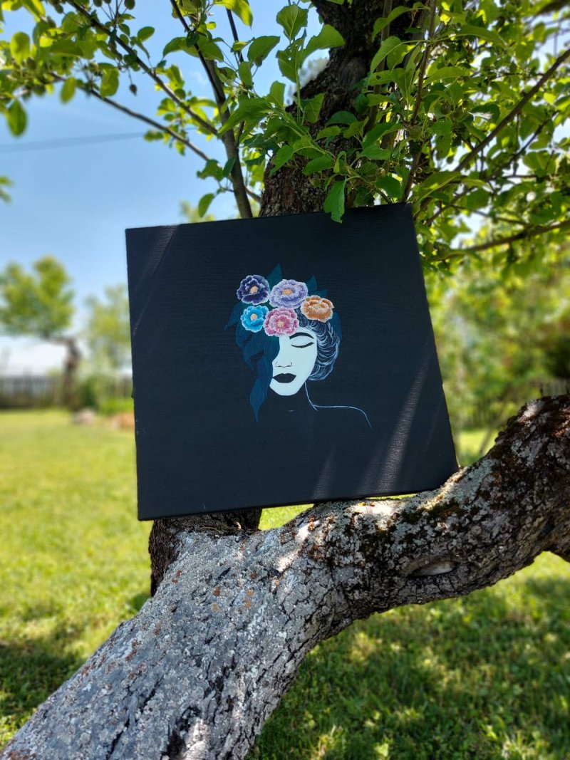 Girl with a flowers, Painting Svetlana Petrovic Milunovic