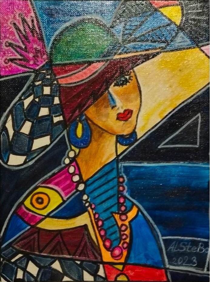 The lady with the blue earrings, Painting AlSteBo Art