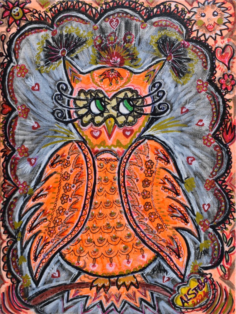 Owl Coquette, Painting AlSteBo Art