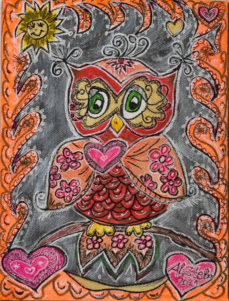 Owl in love, Painting AlSteBo Art