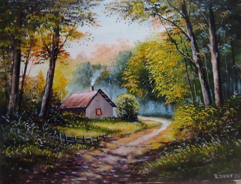 Forest cabin, Painting Ranko