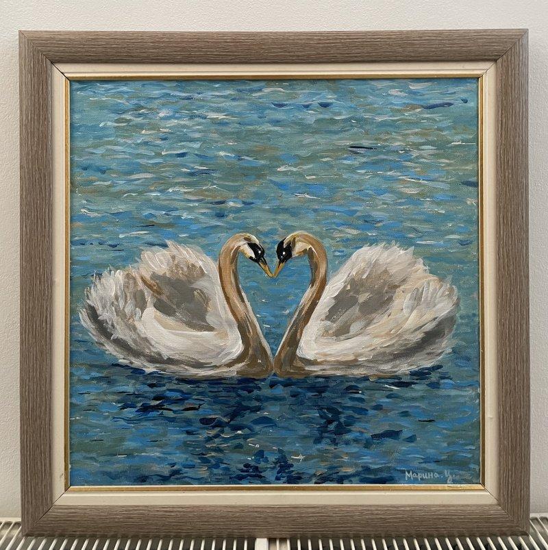 Swan hug, Painting Marina Cvetković