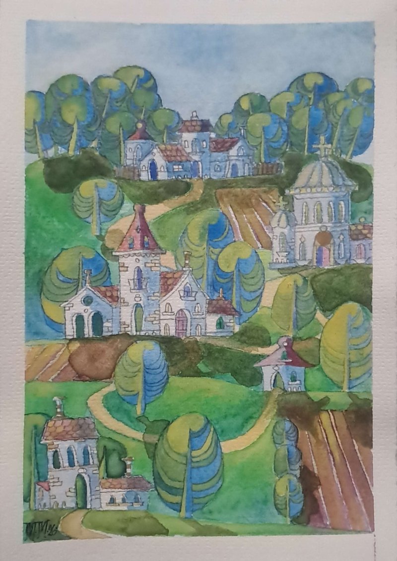 View from the road, Painting Milos Milosevic