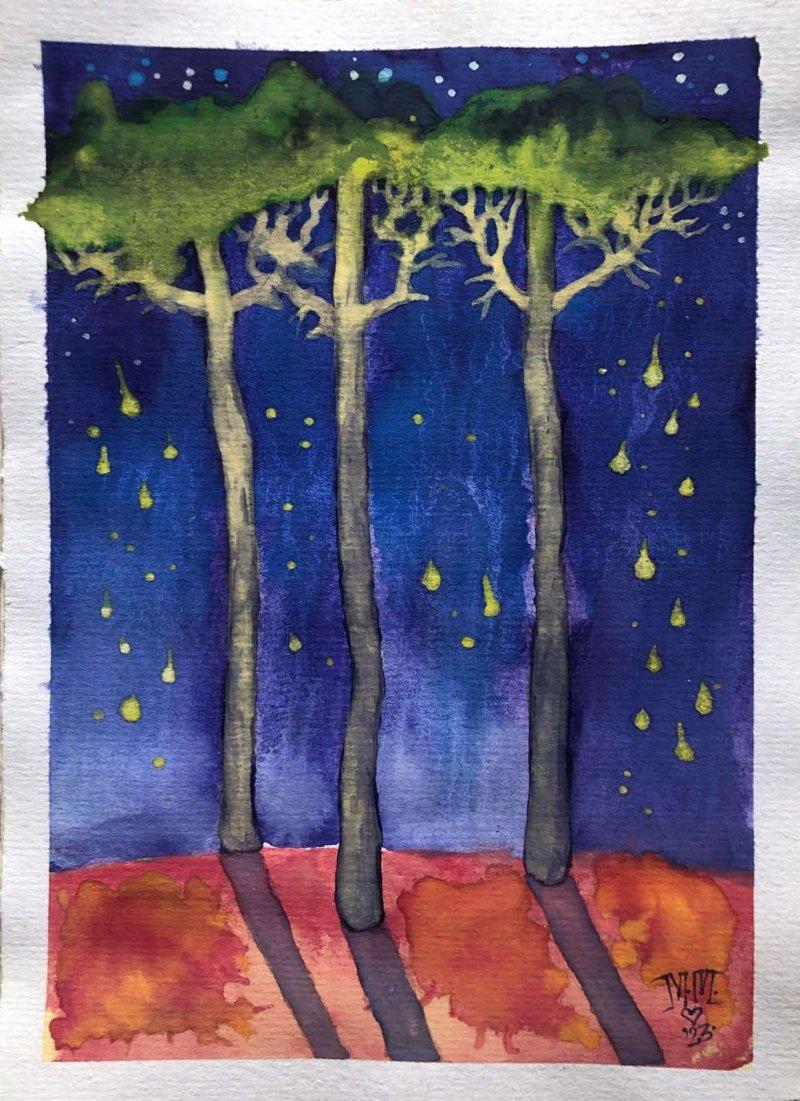 3 trees, Painting Milos Milosevic
