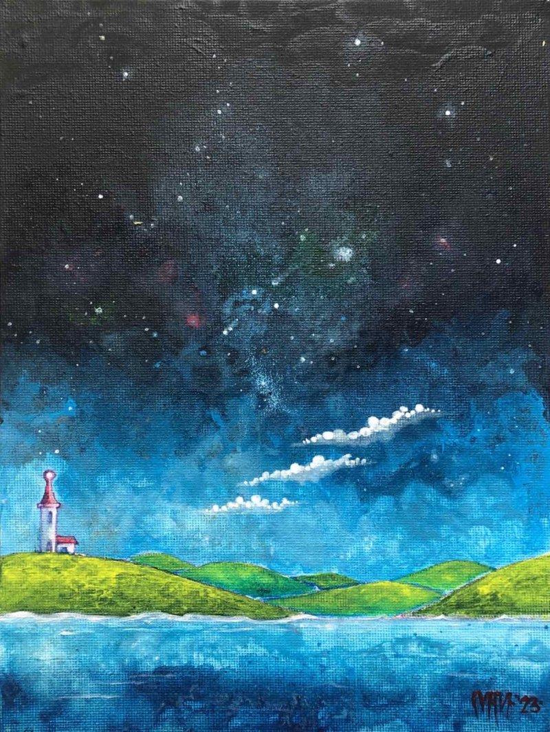 a lonely lighthouse, Painting Milos Milosevic